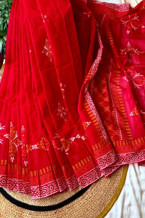 Lal bou | Cotton Silk Blockprint Saree - Image 4