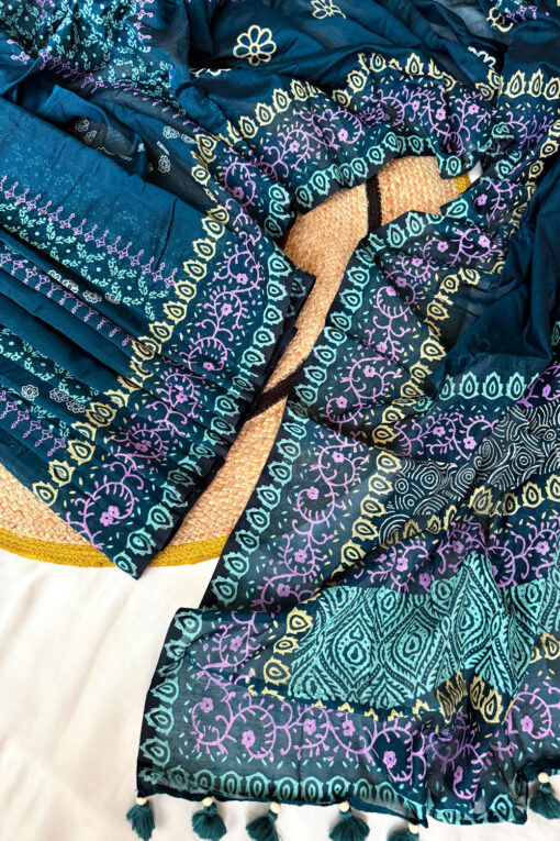 Shondhorjo | Cotton Silk Blockprint Saree - Image 2