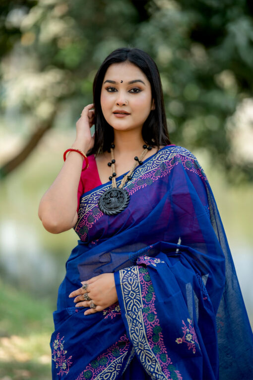 Tandra | Cotton Silk Blockprint Saree - Image 2