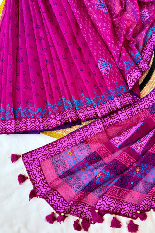 Anurima | Blockprint Embroidery Saree - Image 2