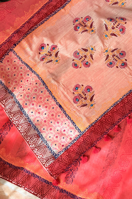 Mithaybari | Blockprint Embroidery Saree - Image 4