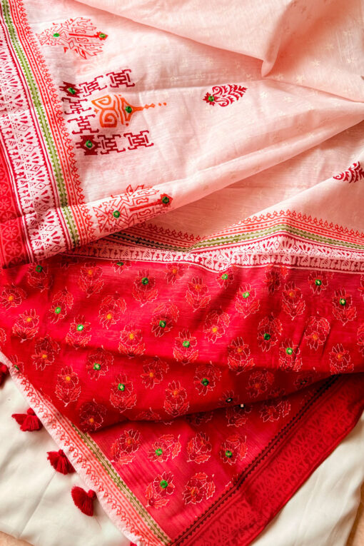 Modhu | Blockprint Embroidery Saree - Image 3