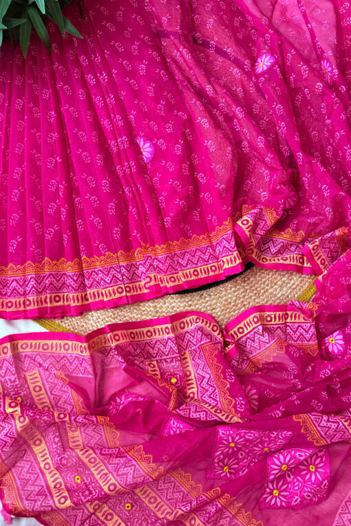 Mohua | Blockprint Embroidery Saree - Image 2