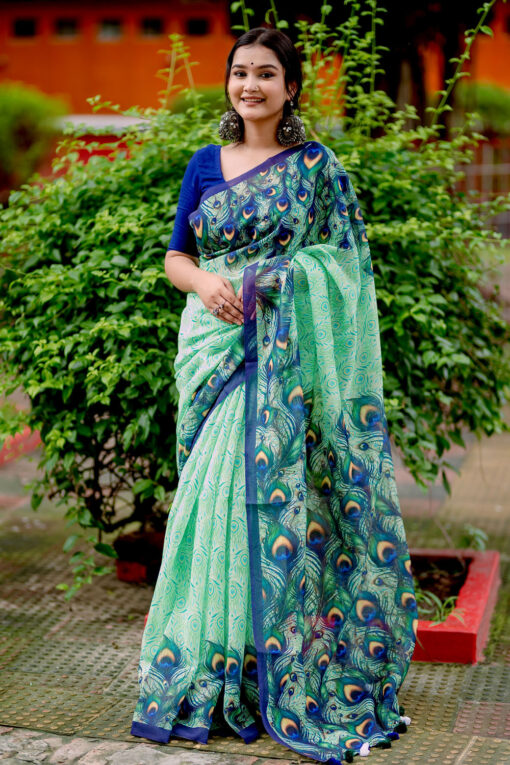 Blue peacock | Susmita Silk Saree