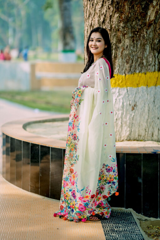 Mint Nayontara Embroidery |  Susmita Silk Saree - Image 4
