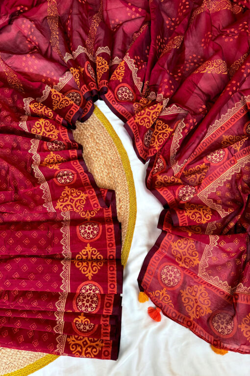 Bibi Shaheba | Cotton Silk Blockprint Saree - Image 3
