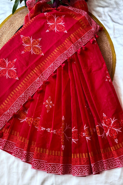 Lal bou | Cotton Silk Blockprint Saree