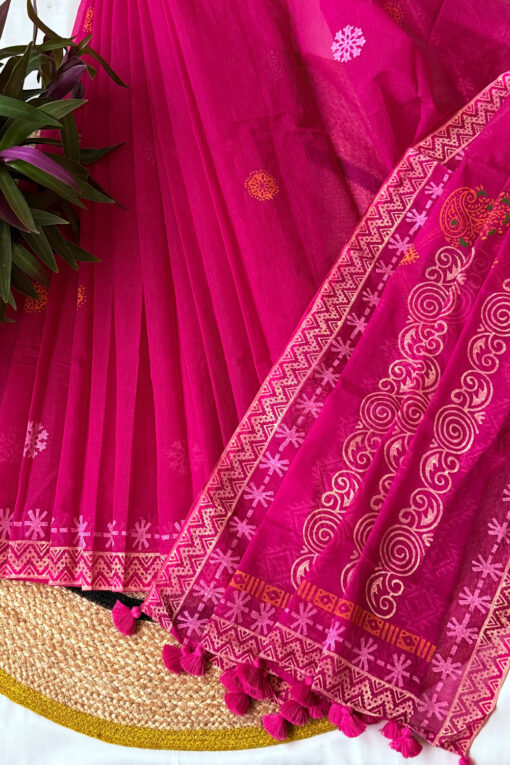 Queen | Cotton Silk Blockprint Saree - Image 3