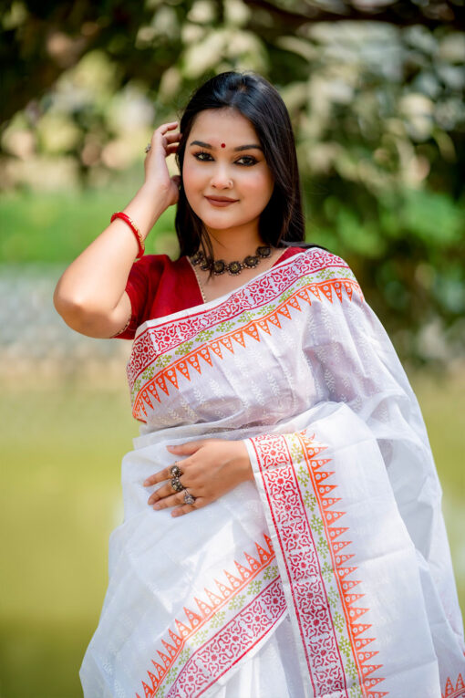 Shovvota | Cotton Silk Blockprint Saree - Image 4