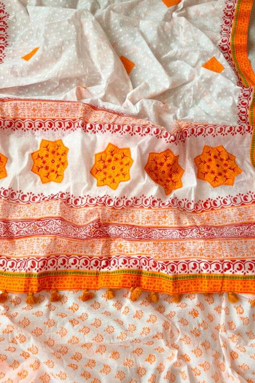 Falgun | Blockprint Embroidery Saree - Image 2