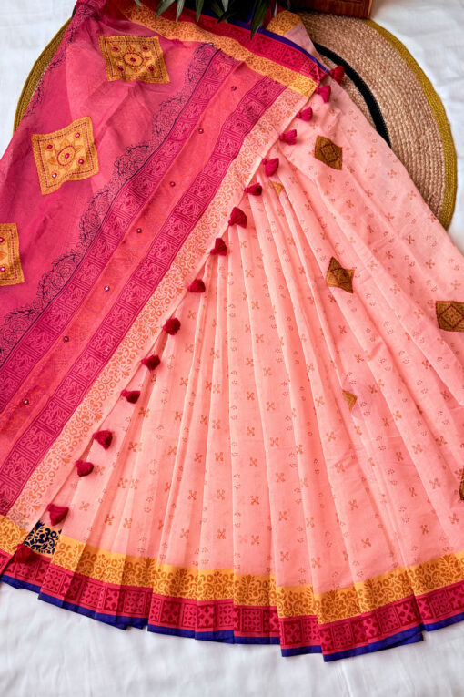 Mithay | Blockprint Embroidery Saree - Image 2