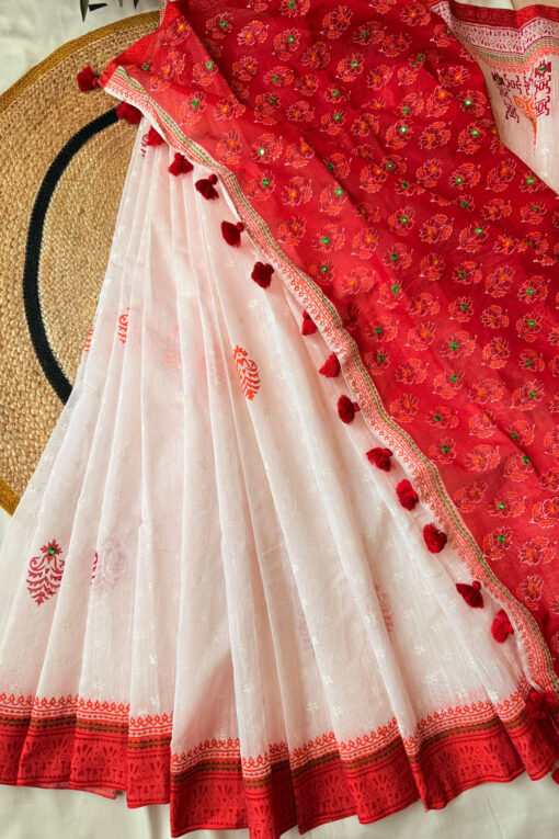 Modhu | Blockprint Embroidery Saree