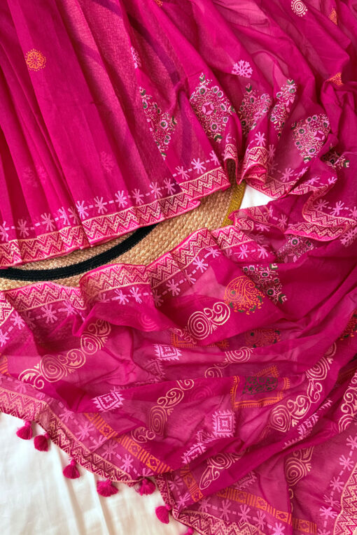 Queen | Cotton Silk Blockprint Saree - Image 2