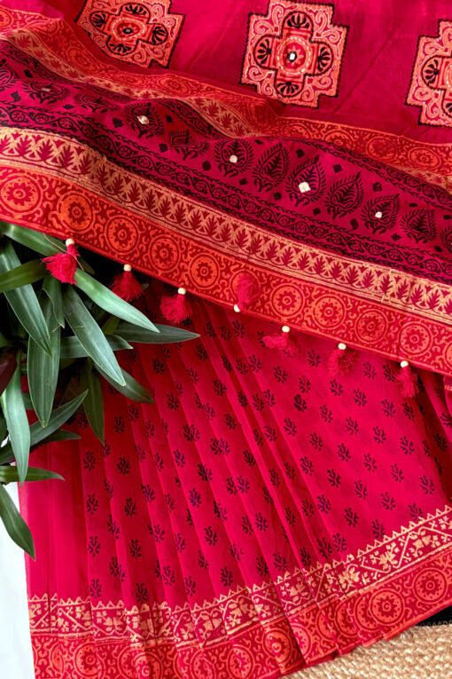 Bou |  Blockprint Embroidery Saree - Image 2