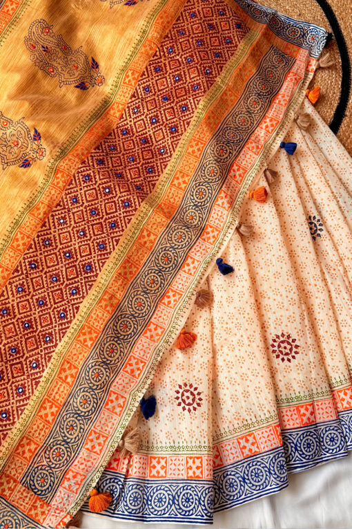 Shorno | Blockprint Embroidery Saree