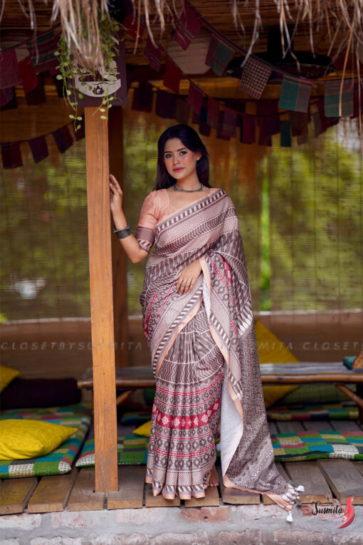 Chocolate | Susmita Glossy Silk Saree
