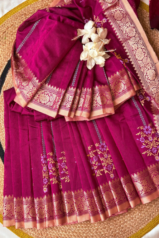 Benaroshi Par | Cotton Silk Blockprint Saree 2