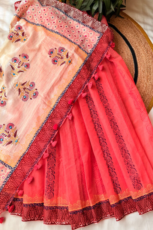 Mithaybari | Blockprint Embroidery Saree