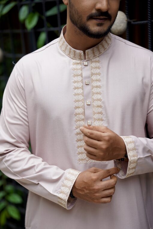Skin Color Embroidery Panjabi - Image 4