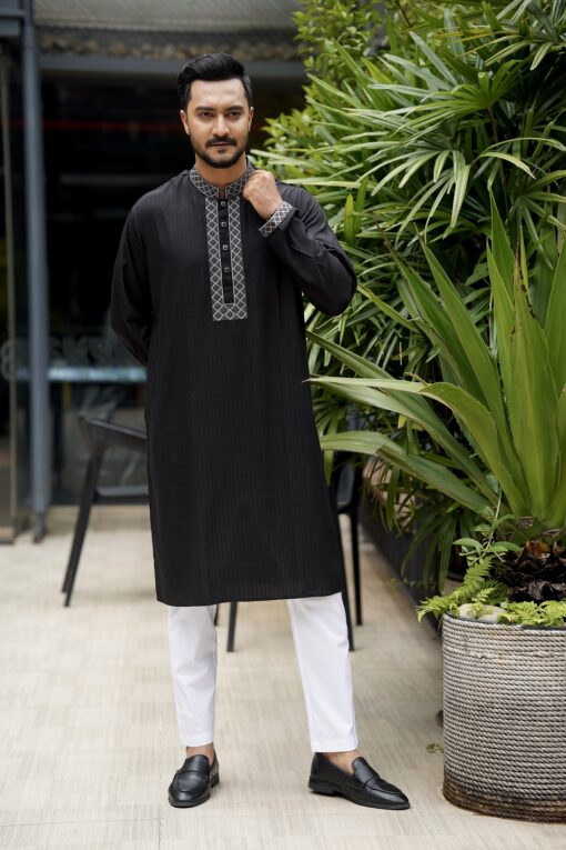 Black Color Embroidery Panjabi - Image 3
