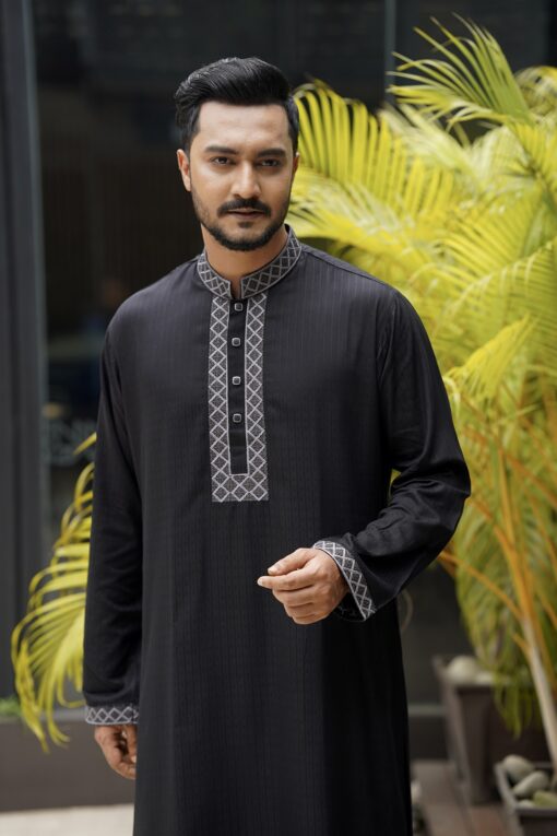 Black Color Embroidery Panjabi - Image 4