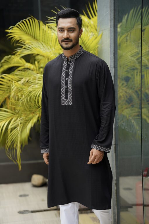 Black Color Embroidery Panjabi - Image 2