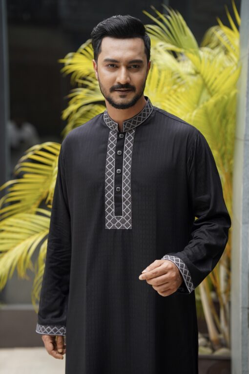 Black Color Embroidery Panjabi - Image 6