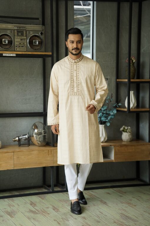 Warm Beige Embroidery Panjabi