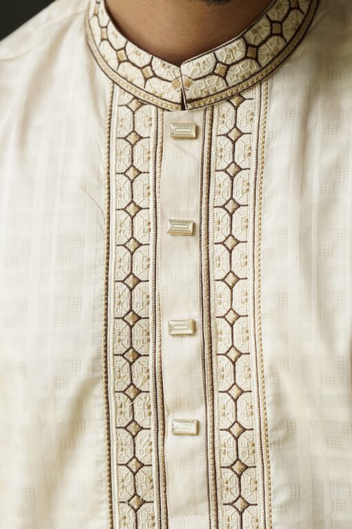 Warm Beige Embroidery Panjabi - Image 4