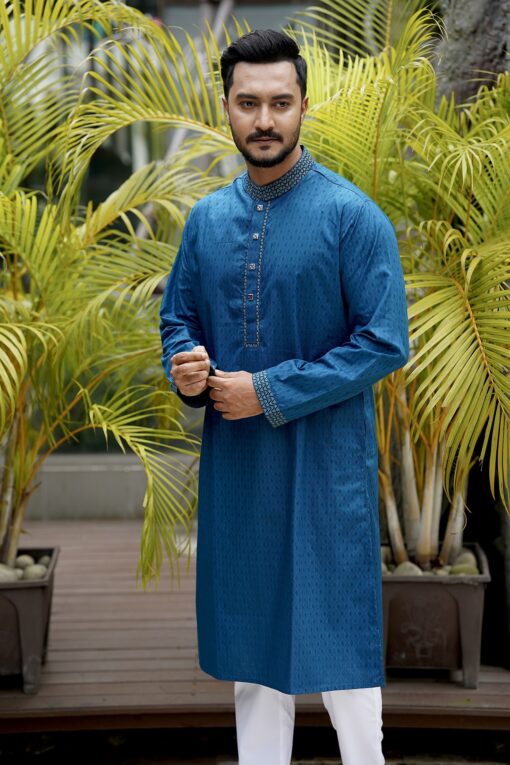 Cobalt Blue Embroidery Panjabi - Image 7