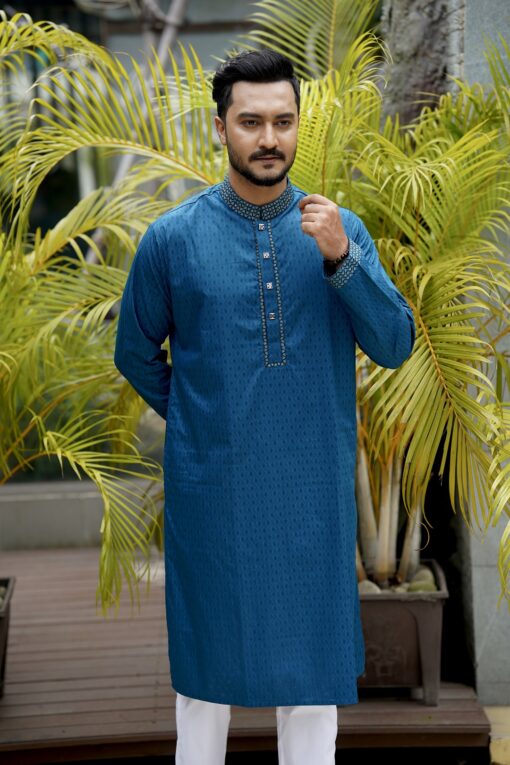 Cobalt Blue Embroidery Panjabi - Image 2