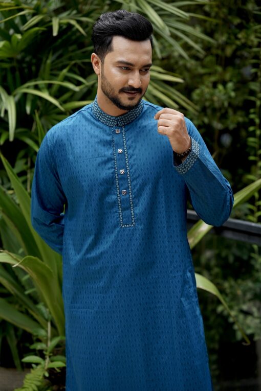 Cobalt Blue Embroidery Panjabi - Image 6