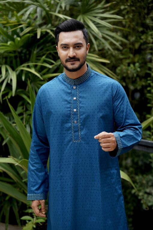 Cobalt Blue Embroidery Panjabi - Image 5