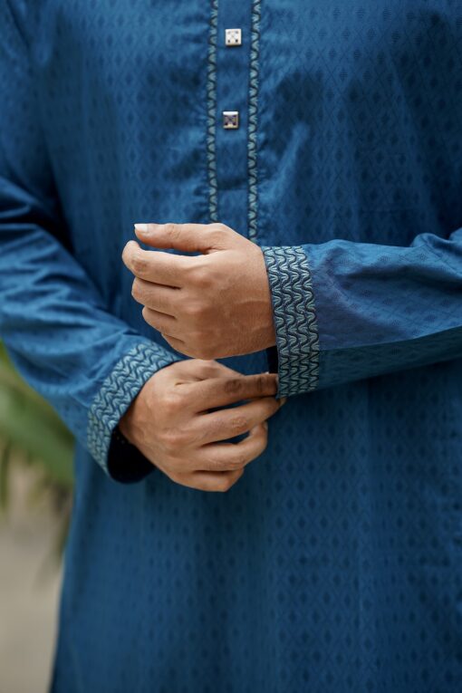 Cobalt Blue Embroidery Panjabi - Image 3