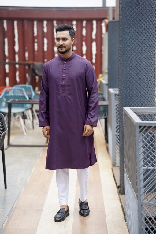 Purple Embroidery Panjabi