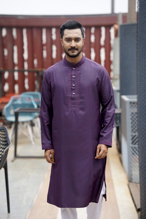 Purple Embroidery Panjabi - Image 2