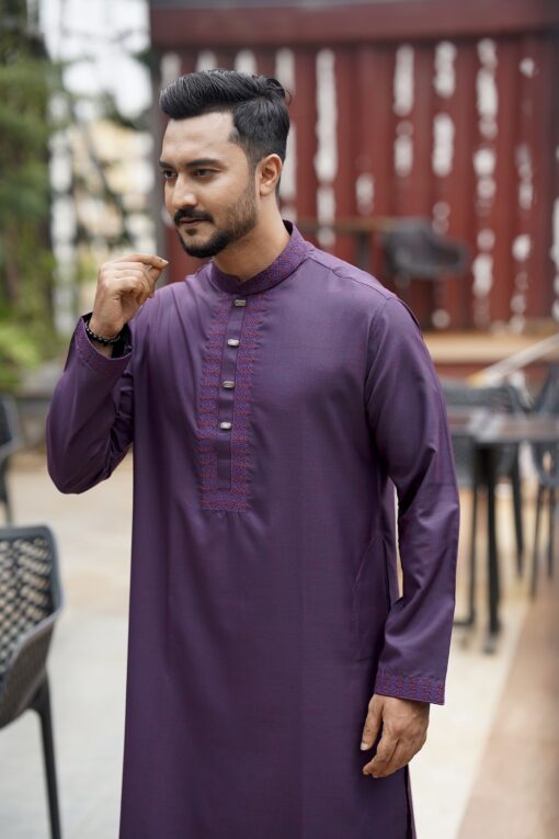 Purple Embroidery Panjabi - Image 3