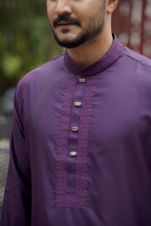 Purple Embroidery Panjabi - Image 4