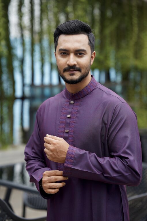 Purple Embroidery Panjabi - Image 5