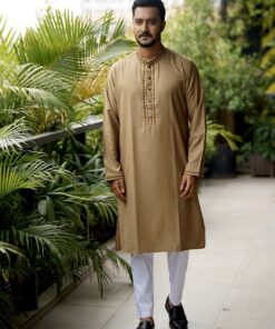 Golden Tan Embroidery Panjabi