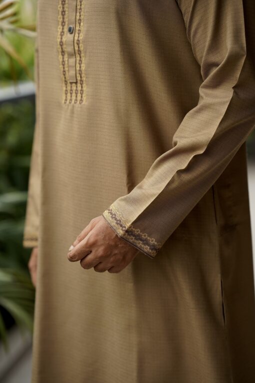 Golden Tan Embroidery Panjabi - Image 8