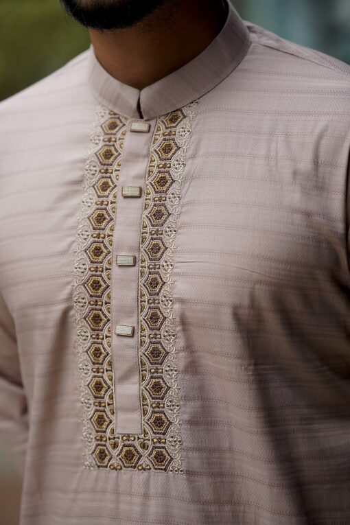 Light Taupe Cotton Panjabi - Image 5